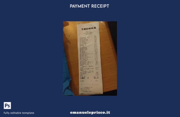 modello di ricevuta di pagamento del supermercato Edeka in stile verificato
